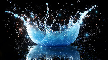 Dynamic water splash on a dark background