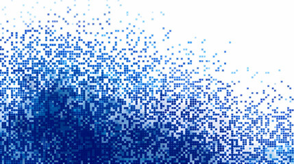 Abstract blue pixelated explosion graphic background.