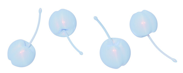 3d icon, 3d illustration, glossy aurora cute cherry set on an isolated background
