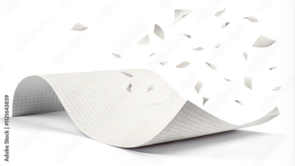Aufkleber A white sheet of paper with a pattern on it is being blown by the wind