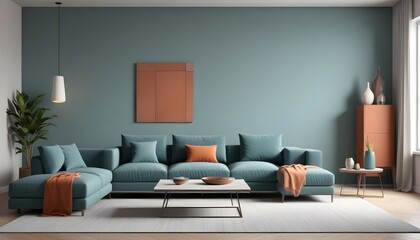 Photo interior modern design room 3D illustration