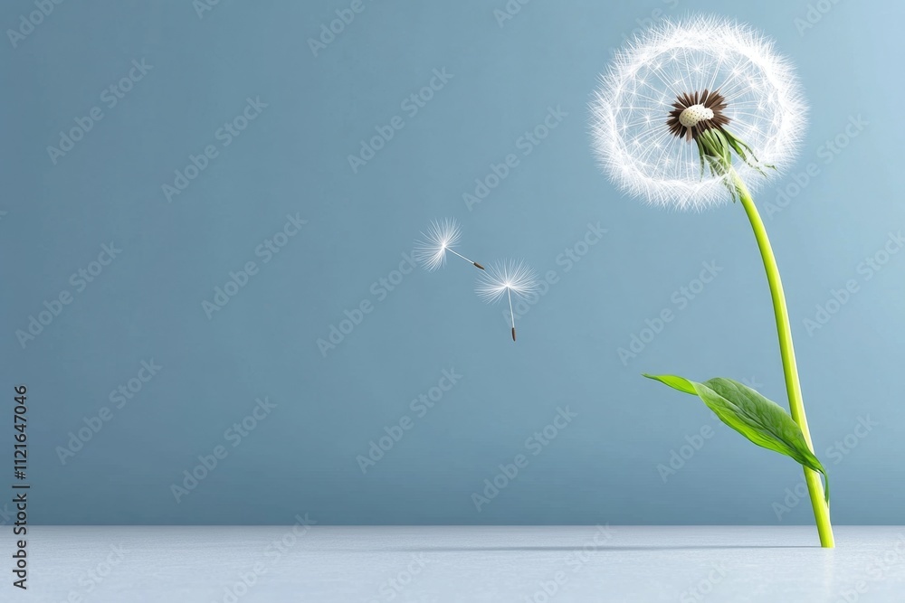 Aufkleber a minimalist illustration of a single dandelion seed floating gracefully in the air, drawn in delica