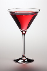 Elegant red cocktail in a martini glass on a soft white background