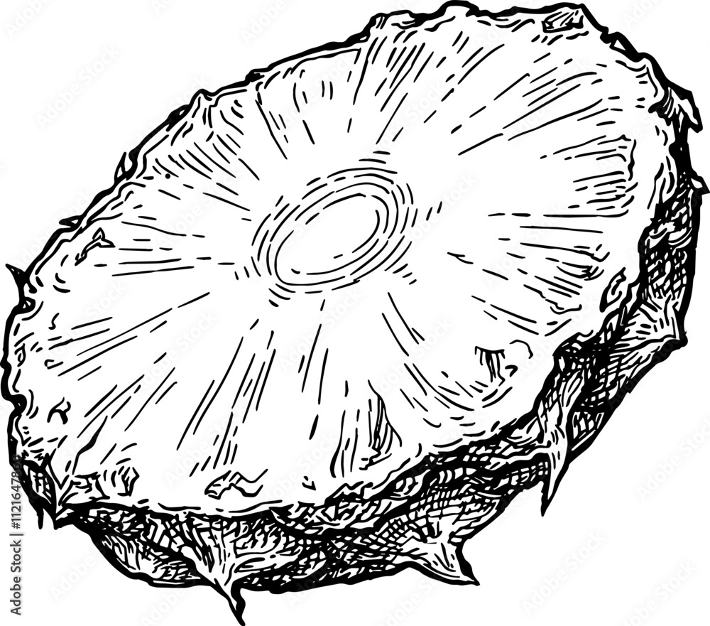 Canvas Prints pineapple cross-section ink sketch.
