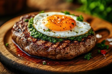 Sizzling Steak DelightGourmet Grilled Steak with Perfectly Runny Egg Backyard BBQ Vibes Culinary Indulgence