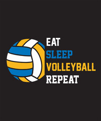 Eat Sleep Volleyball Repeat Graphics Design with Text and Volleyball Vector