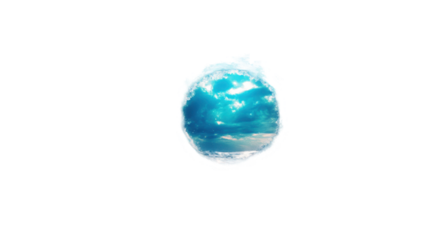 Vibrant cloud reflections on serene water. transparent background