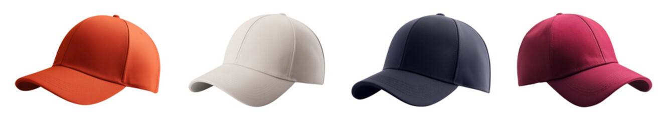 Stylish collection of textured baseball caps in various colors