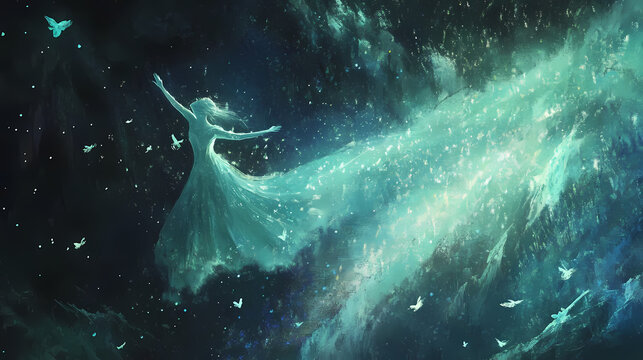 Aurora boreal que danza. Boreal. Illustration