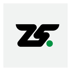 25 - logotype or design element or icon with numbers 2, 5 and green dot. Logo.
