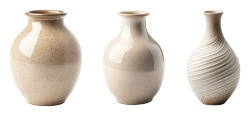 Elegant ceramic vases in neutral tones and textures