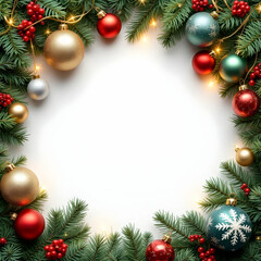 New year ornaments border copy space area