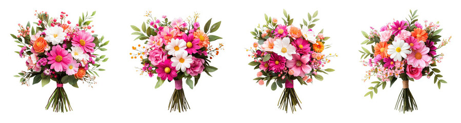 Fototapeta premium Vibrant floral bouquets in various arrangements