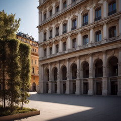 Obraz premium Schattierungen - Geometrische Schattenwürfe historischer Architektur