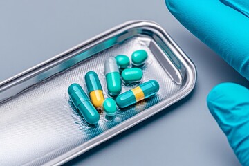 A tray with a fluoride treatment kit, including colorful gel and disposable applicators