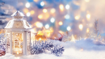 artistic style of a beautiful snow-covered Christmas Eve environment