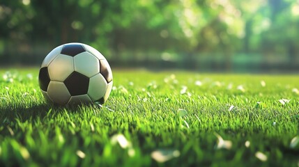 Fototapeta premium Soccer Ball on Green Grass