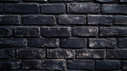 Fototapeta premium A black brick wall used as a background.