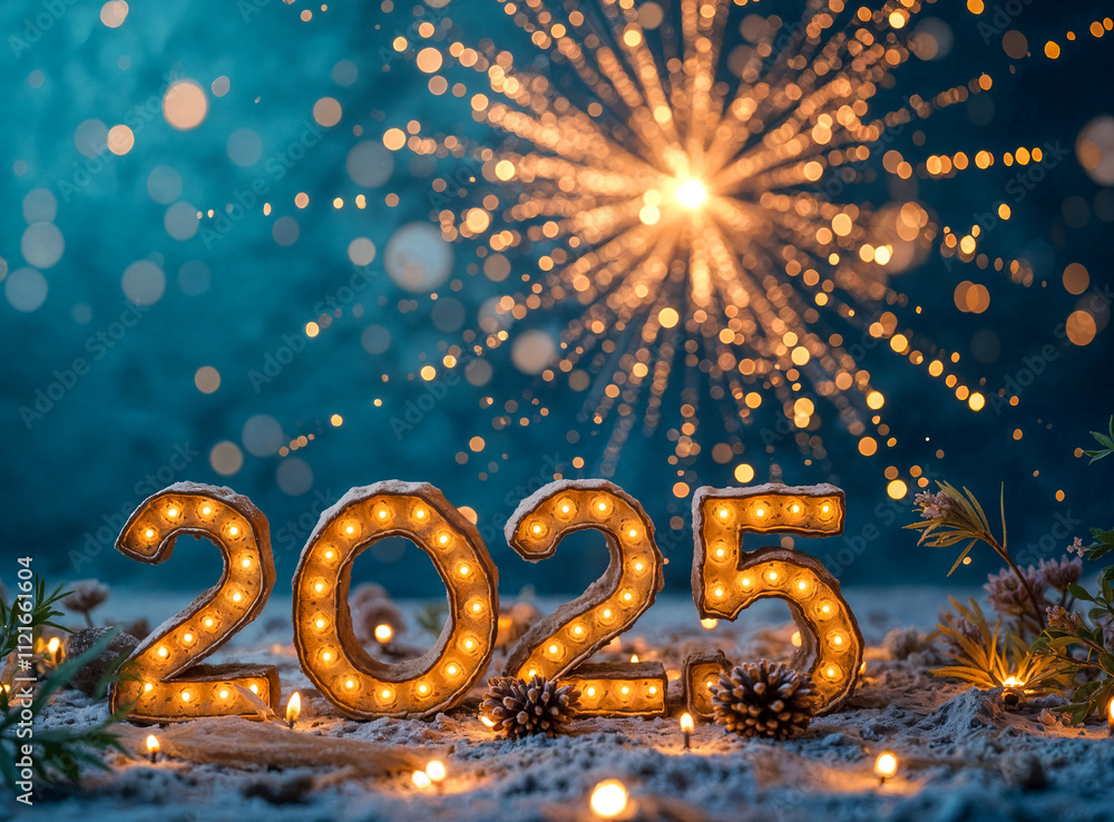 Poster luminous 2025 number display winter setting
