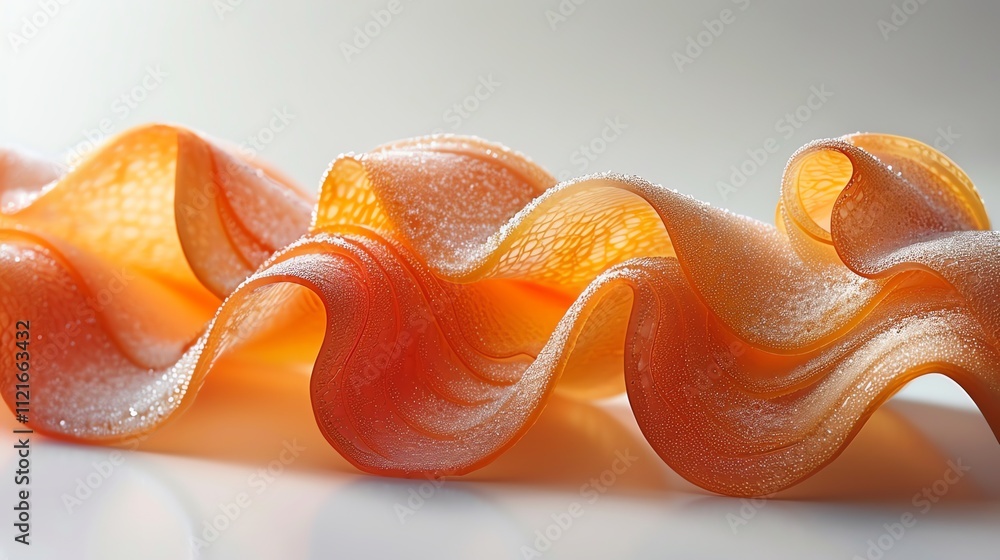 Poster abstract orange wave-like form with textured surface.