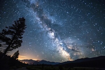 Fototapeta premium A breathtaking night sky filled with a multitude of sparkling stars that seem to stretch on forever in every direction, vast, astronomical objects, space