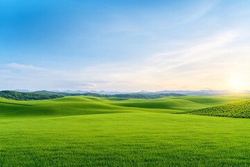 Fototapeta premium Sprawling Vineyard Landscape with Grapevines and Rolling Hills Evoking Tranquility for Food and Wine Promotions