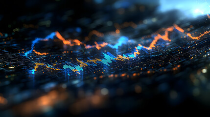 Abstract data visualization with blue and orange tones