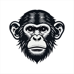 monkey head illustration on white background