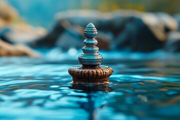 Obraz premium A clean outline of a shivlinga with a subtle water stream and light rays, symbolizing peace and divinity