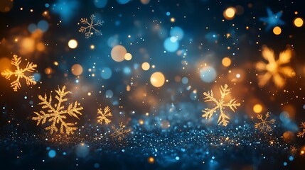 Winter celebration with vibrant snowflakes and colorful lights. Generative AI.
