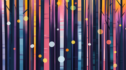 Abstract boreal forests stalks, natural colors, flat design, geometric patterns. Boreal. Illustration