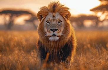 Obraz premium Majestic Lion at Sunset