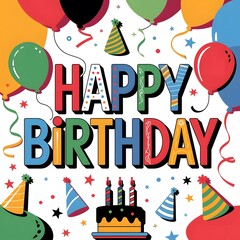 a vibrant and playful background of Happy Birth Day 