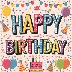a vibrant and playful background of Happy Birth Day 