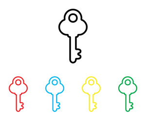 Key icon vector. Key icon sign symbol in trendy flat style. Set elements in colored icons. Key vector icon illustration isolated on white background