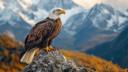 Majestic Bald Eagle Perched on a Rocky Outcropping