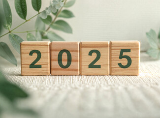 wooden blocks displaying two thousand twenty-five