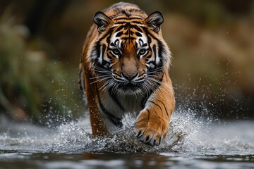 Tiger Walking Through Water
