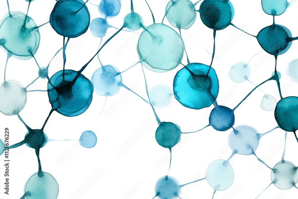 Poster A dreamy watercolor visualization of a database network, with soft, glowing connections and nodes
