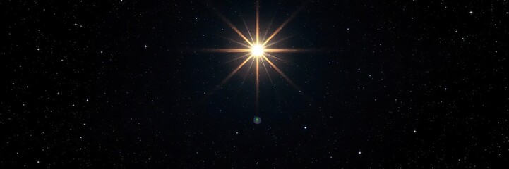 Fototapeta premium A lone star shines brightly in the darkness of space surrounded by countless other twinkling stars and galaxies, cosmos, stars, nebulas