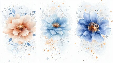Exquisite watercolor flowers set, a vibrant collection for artistic creations and diy projects