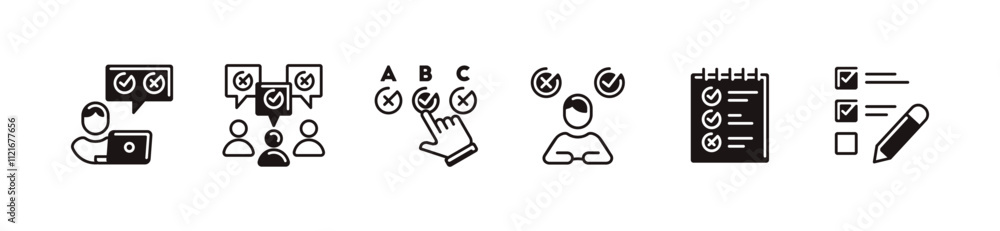 Poster questionnaire select choice survey icon set business solution selection multiple option symbol vector illustration