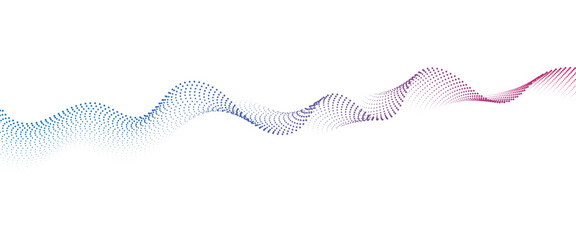 Flowing Dot Wave halftone gradient pattern on transparent background	