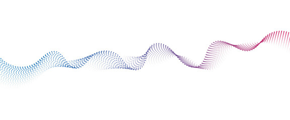 Flowing Dot Wave halftone gradient pattern on transparent background	