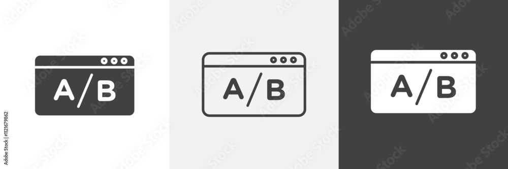 Poster a b test icon vector set for ui designs