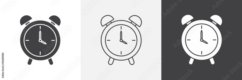 Poster alarm clock icon vector set for ui designs