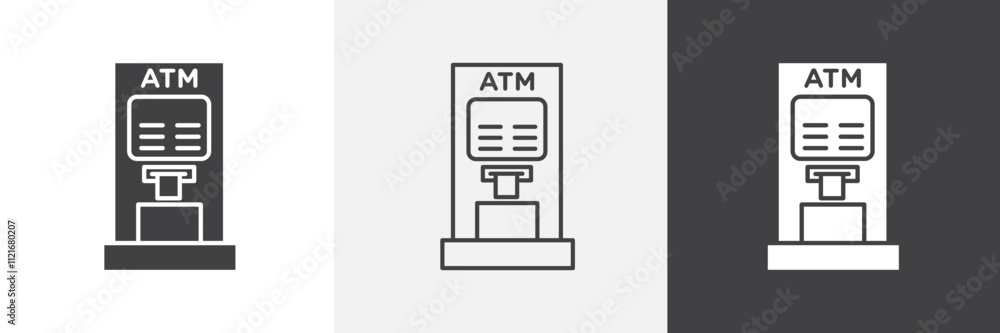 Poster atm icon vector set for ui designs