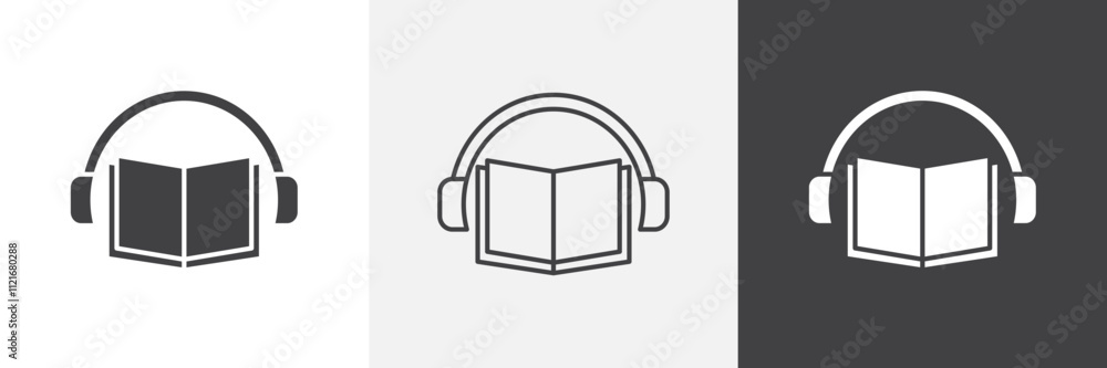 Poster audiobook icon vector set for ui designs
