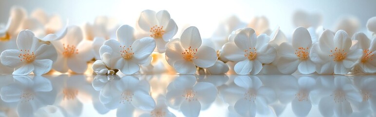 Delicate White Flowers with Reflections