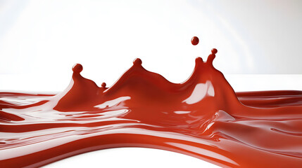 Dynamic red paint splash over white background